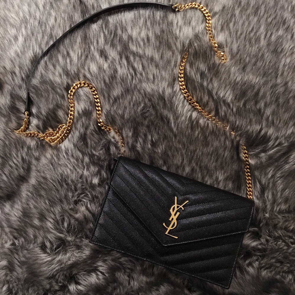 *SOLD* YSL Black Monogram Wallet on Chain